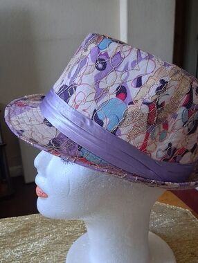 Hip Hop Women's Lavender Multi-Color Patterned Fedora with Satin Band